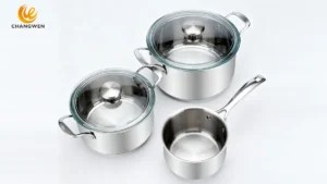 stainless steel pot with glass lid