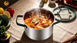 Stainless steel pot for cooking seafood soup