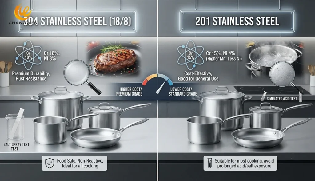 304 vs 201 Stainless Steel Cookware