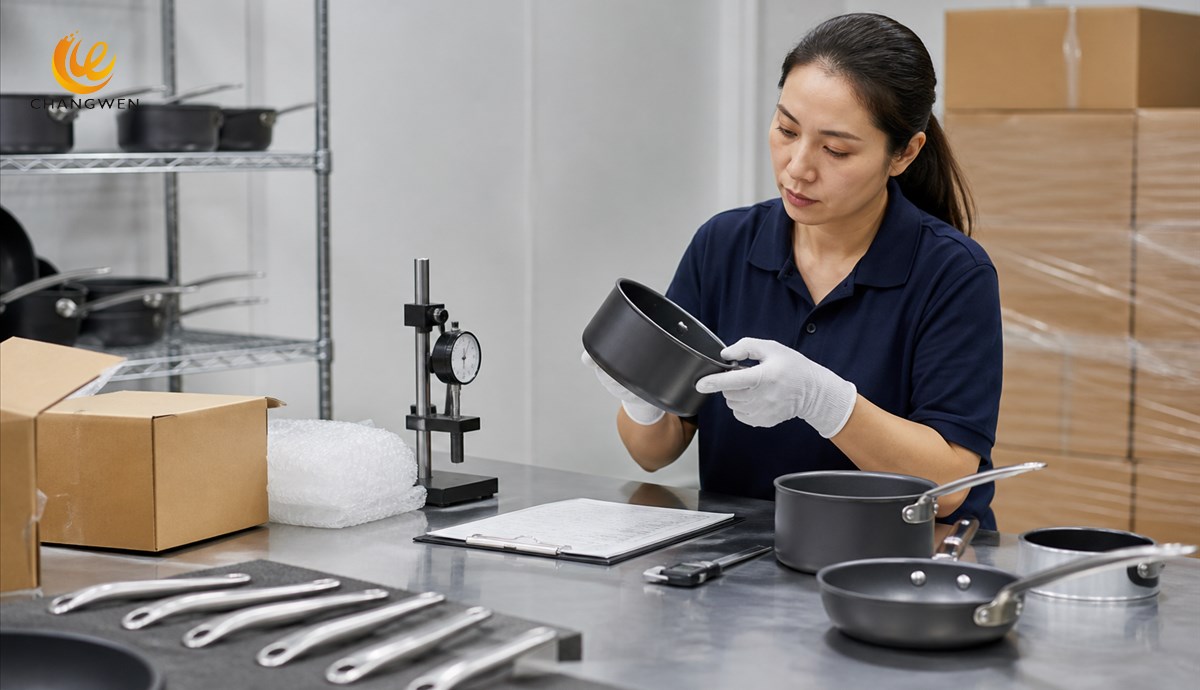 Private label cookware pilot order quality inspection